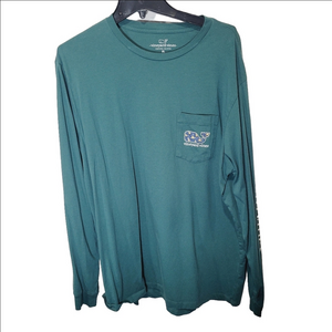 Vineyard Vines Dog Green Long Sleeve Tee Soft Cotton